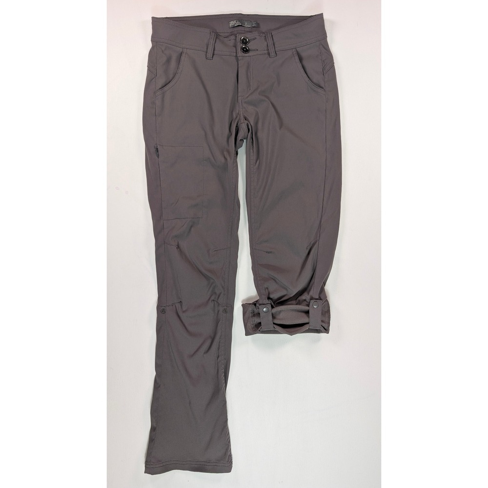 Prana Halle Roll-Up Hiking Pants Gray Womens Size 2 Regular Inseam Stretch Zion